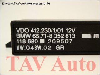 Tempomat Steuergeraet BMW 65.71-8352613 VDO 412.230/1/01 118680 HW:04 SW:02 GR