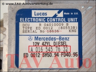 Motor-Steuergeraet DCU Mercedes A 0165457632 Lucas R04010009B ED0012 (80553B)
