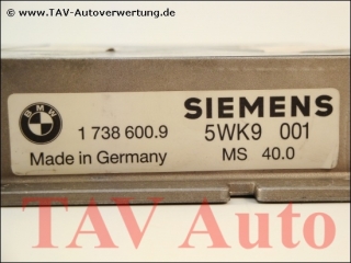 DME Engine control unit BMW 1-738-600.9 Siemens 5WK9-001 MS-40.0