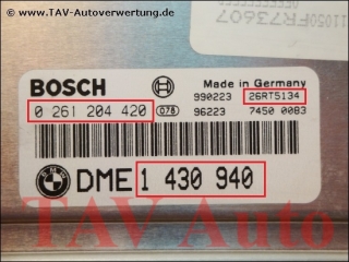 DME Engine control unit Bosch 0-261-204-420 BMW 1-430-940 1-430-432 7-502-355 26RT5134