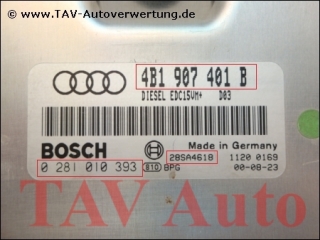 Motor-Steuergeraet Bosch 0281010393 4B1907401B Audi A6 2.5 TDI AKN