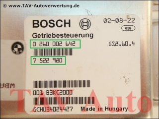 EGS control unit GS8.60.4 BMW 7-522-980 7-523-498 Bosch 0-260-002-642