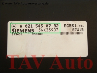 EGS51 Control unit Mercedes-Benz A 021-545-07-32 K01 Siemens 5WK3-3907