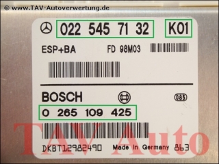 ESP+BA Steuergeraet Mercedes A 0225457132 K01 Bosch 0265109425