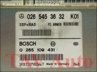 ESP+BAS Control unit Mercedes A 026-545-36-32 K01 Bosch 0-265-109-431