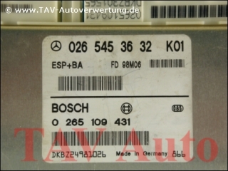 ESP+BAS Control unit Mercedes A 026-545-36-32 K01 Bosch 0-265-109-431