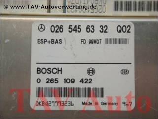 ESP+BAS Steuergeraet Mercedes A 0265456332 Q02 Bosch 0265109422
