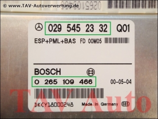 ESP+PML+BAS Steuergeraet Mercedes A 0295452332 Q01 Bosch 0265109466