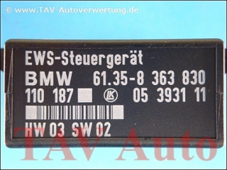 EWS-Steuergeraet BMW 61.35-8363830 LK 05393111 110187 HW03 SW02