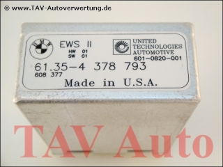 EWS II Steuergeraet BMW 61.35-4378793 608377 601-0820-001 HW01 SW01