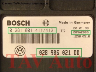 Motor-Steuergeraet Bosch 0281001411/412 028906021DD VW Passat 1.9 TDI 1Z