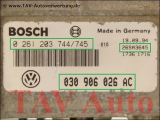 Motor-Steuergeraet Bosch 0261203744/745 030906026AC VW Polo 1.0 AEV