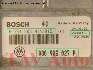 Motor-Steuergeraet 030906027P Bosch 0261203914/915 26SA4499 VW Polo AEX