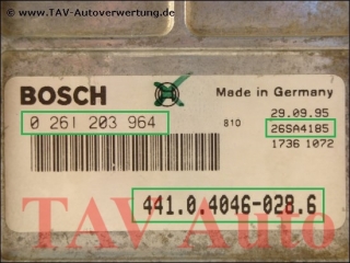 Motor-Steuergeraet Bosch 0261203964 441.0.4046-028.6 26SA4185 Skoda Felicia 1.3
