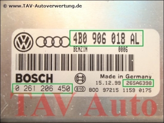 Motor-Steuergeraet 4B0906018AL Bosch 0261206450 26SA6398 Audi A4 A6