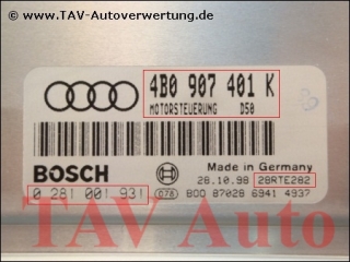 Motor-Steuergeraet Bosch 0281001931 4B0907401K Audi A6 2.5 TDI AFB