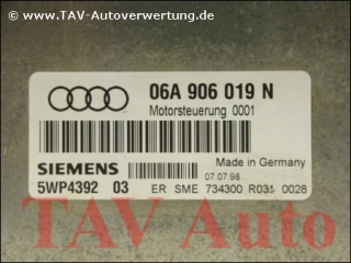 Motor-Steuergeraet 06A906019N Siemens 5WP4392 03 Audi A3 AKL