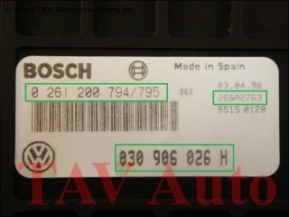 Motor-Steuergeraet Bosch 0261200794/795 030906026H 26SA2763 VW Polo 1.0 AAU