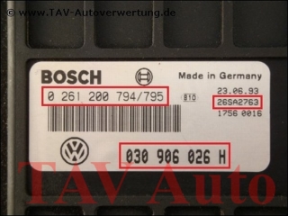 Motor-Steuergeraet Bosch 0261200794/795 030906026H 26SA2763 VW Polo 1.0 AAU