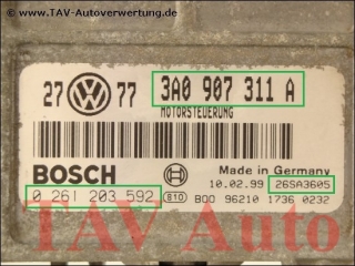 Engine control unit Bosch 0-261-203-592 3A0-907-311-A 26SA3605 VW Golf Passat AAM ANN