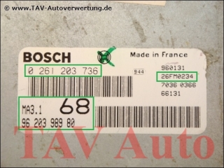 Engine control unit Bosch 0-261-203-736 MA-3.1 68 96-203-989-80 Citroen Peugeot