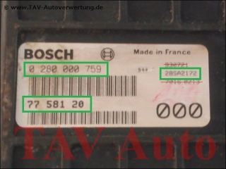 Motor-Steuergeraet Bosch 0280000759 7758120 28SA2172 Fiat Uno 1.0L 156A2.246
