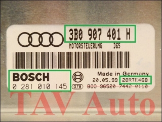 Motor-Steuergeraet Bosch 0281010145 3B0907401H VW Passat 2.5 TDI AFB