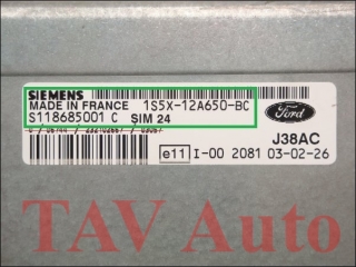 Motor-Steuergeraet Ford 1S5X-12A650-BC Siemens S118685001C SIM24 J38AC 1x WFS Sender