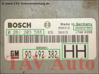 Engine control unit GM 90-492-382 HH Bosch 0-261-203-588 26SA3780 Opel Omega-B X25XE