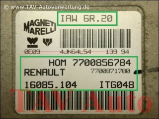 Motor-Steuergeraet IAW 6R.20 HOM 7700856784 7700871780 16085.104 ITG048 Renault Twingo