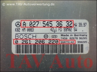 Engine control unit Mercedes A 027-545-36-32 Bosch 0-261-206-220
