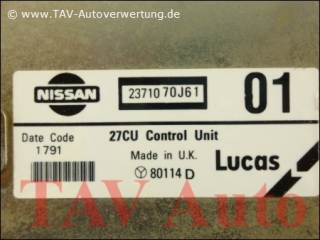 Motor-Steuergeraet Nissan 23710-70J61 01 27CU Control unit 80114D Lucas
