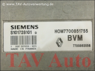 Motor-Steuergeraet Renault S101728101D HOM 7700851755 BVM 7700863556 Siemens