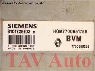 Motor-Steuergeraet S101729103D HOM 7700851758 BVM 7700858258 Renault Clio