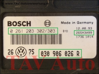 Engine control unit Bosch 0-261-203-302/303 030-906-026-R 26SA3099 VW Golf Vento 1.4L ABD