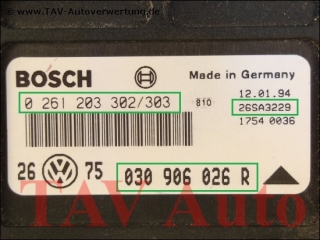 Motor-Steuergeraet Bosch 0261203302/303 030906026R 26SA3229 VW Golf Vento 1.4 ABD