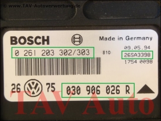 Engine control unit Bosch 0-261-203-302/303 030-906-026-R 26SA3398 VW Golf Vento 1.4L ABD