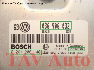 Motor-Steuergeraet Bosch 0261206140 036906032 26SA6500 VW Bora Golf APE