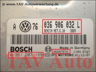Motor-Steuergeraet VW 036906032L Bosch 0261207189 Benzin ME 7.5.10 3869