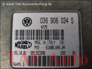 Motor-Steuergeraet VW 036906034S Magneti Marelli 61600.645.04 IAW4MV.S