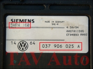 Engine control unit 037-906-025-A Siemens 5WP4-160 VW Golf Vento 2.0L ADY