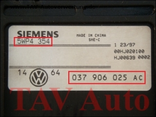Motor-Steuergeraet 037906025AC Siemens 5WP4354 VW Golf Vento 2.0 AKR