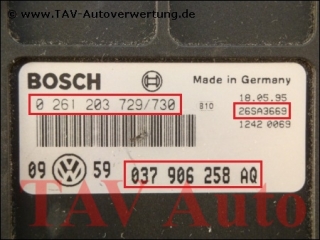 Motor-Steuergeraet VW 037906258AQ Bosch 0261203729/730