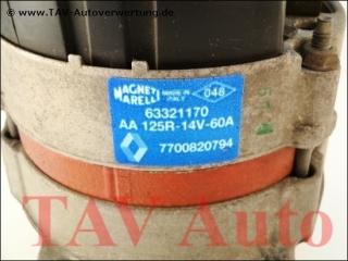 Generator Renault 7700-820-794 AA-125R-14V-60A 63321170 Magneti Marelli