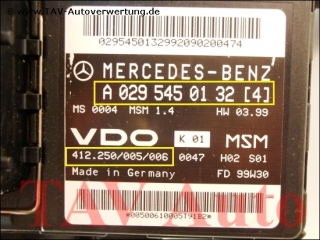 MSM Steuergeraet Mercedes A 0295450132 A 1661403900 VDO 412.250/005/006 481.001/320/5