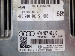 Motor-Steuergeraet Audi A6 4F0907401C 4F0910401S Bosch 0281012915 4F0910401SX