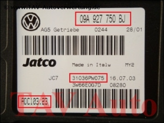 NEW! Transmission control unit Audi VW 09A-927-750-BJ Jatco JC7 31036PW075 ADC10323