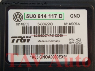 Neu! ABS Steuergeraet VW 5U0614117D GNO TRW 18148705 54086229B 18148905-A HW:H02 SW:0003