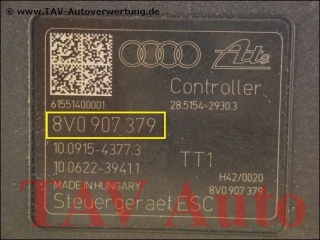 Neu! ABS Hydraulikblock Audi 8V0614517 8V0907379 Ate 10.0220-0595.4 10.0915-4377.3 10.0622-3941.1