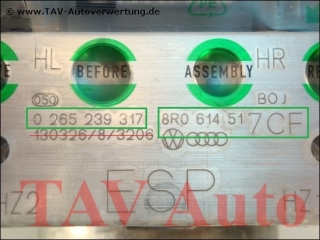 New! ABS Hydraulic unit Audi 8R0-614-517-CF 8R0-907-379-AL Bosch 0-265-239-317 0-265-952-009